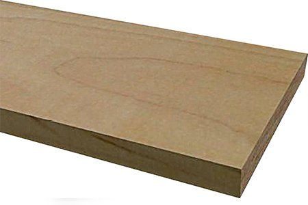 A rectangular piece of light brown wood, possibly maple, with visible grain and a smooth surface.