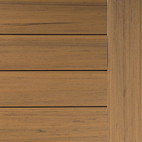 Horizontal brown wood planks with a vertical wood board on the right.