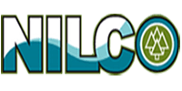 NILCO logo: blue and white letters with a wave design, and a circle with three stylized trees.
