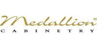 Medallion Cabinetry logo, gold script and sans-serif text on white.
