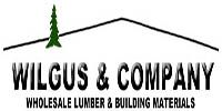 Logo of Wilgus & Company, a wholesale lumber and building materials company. Features a tree and a roofline over text.