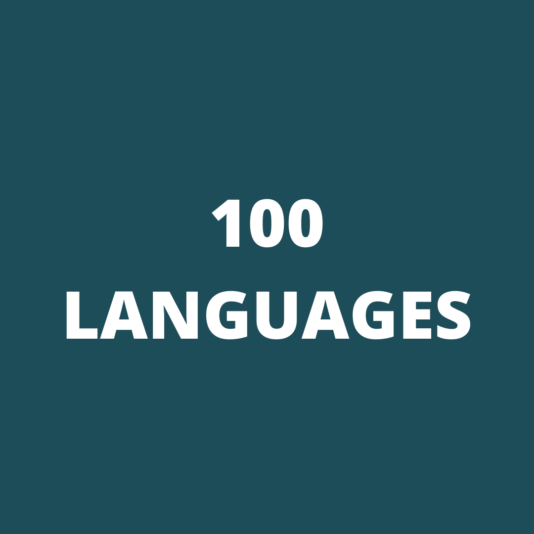 A blue background with the words `` 100 languages '' on it