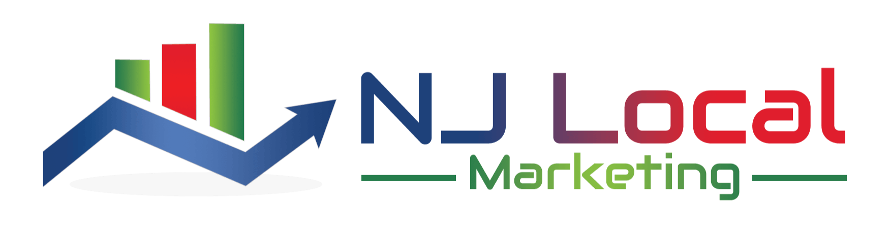 A logo for nj local marketing with a graph and arrow