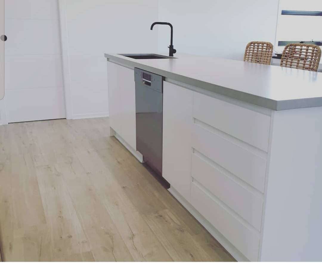 White Cabinet, White Marble Table — DMB Kitchens in Port Macquarie, NSW