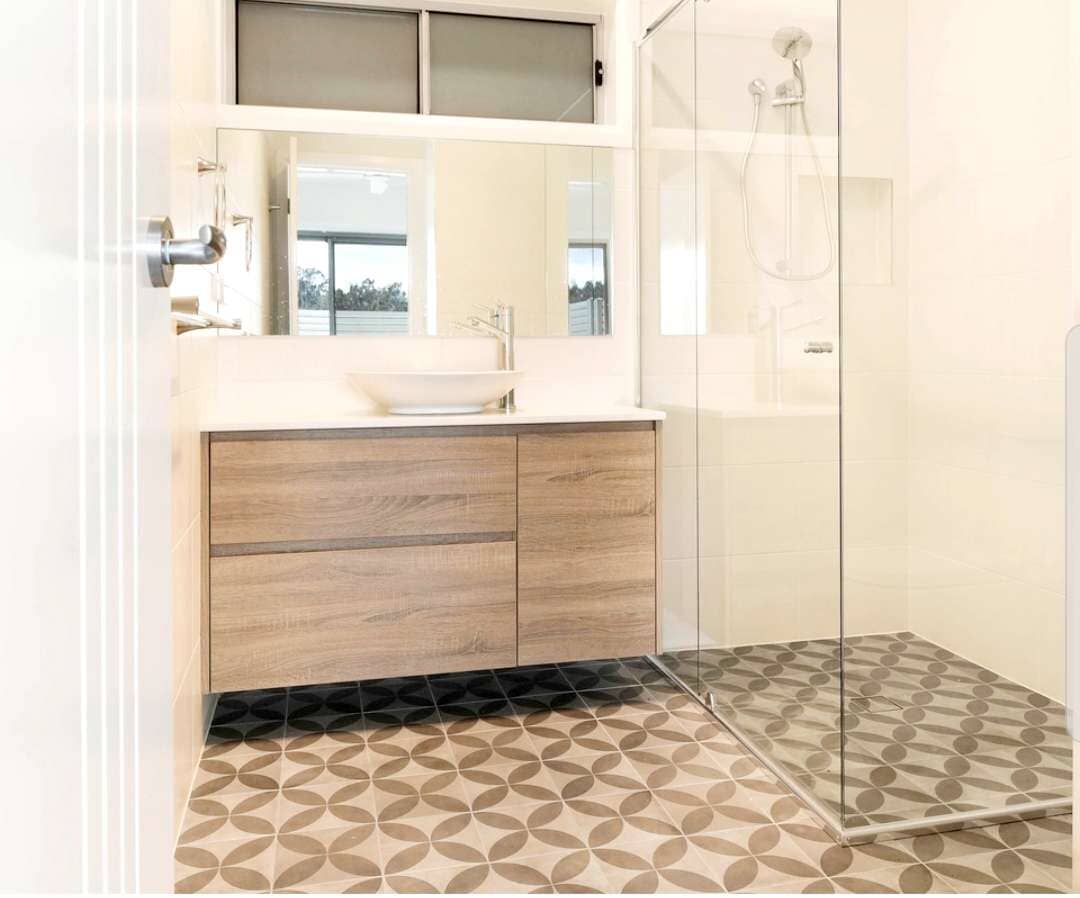 Wooden Bathroom Cabinet, Shower Screen — DMB Kitchens in Port Macquarie, NSW