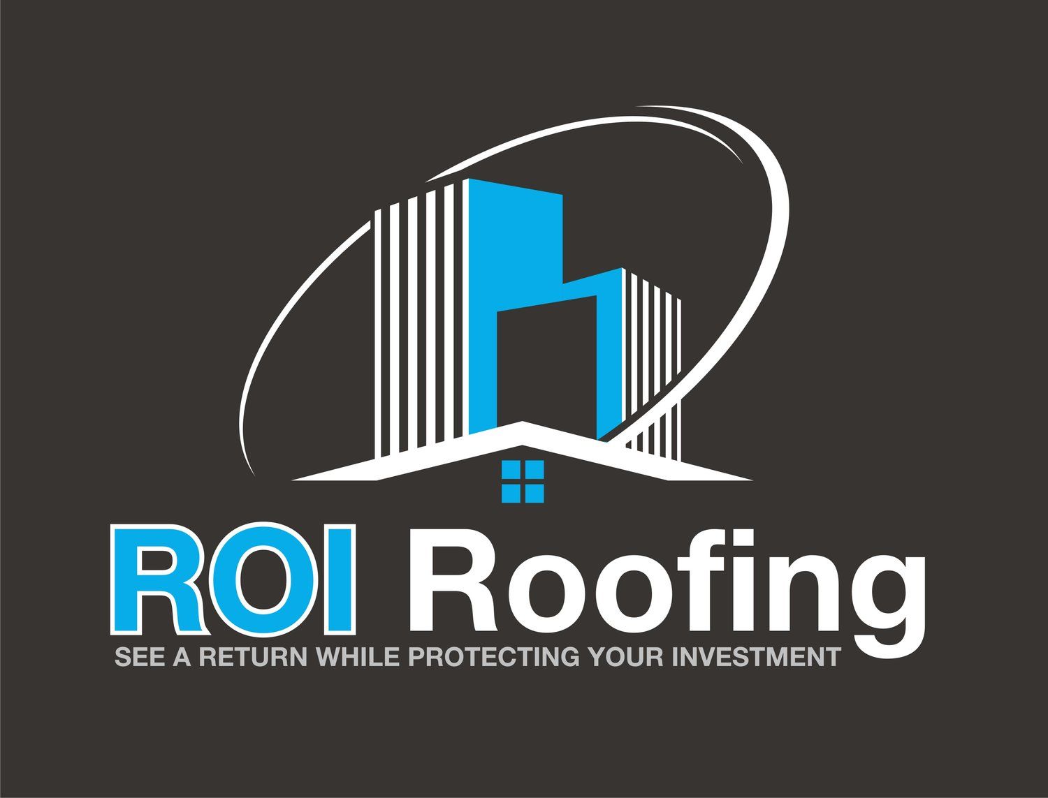 A logo for roi roofing that says see a return while protecting your investment