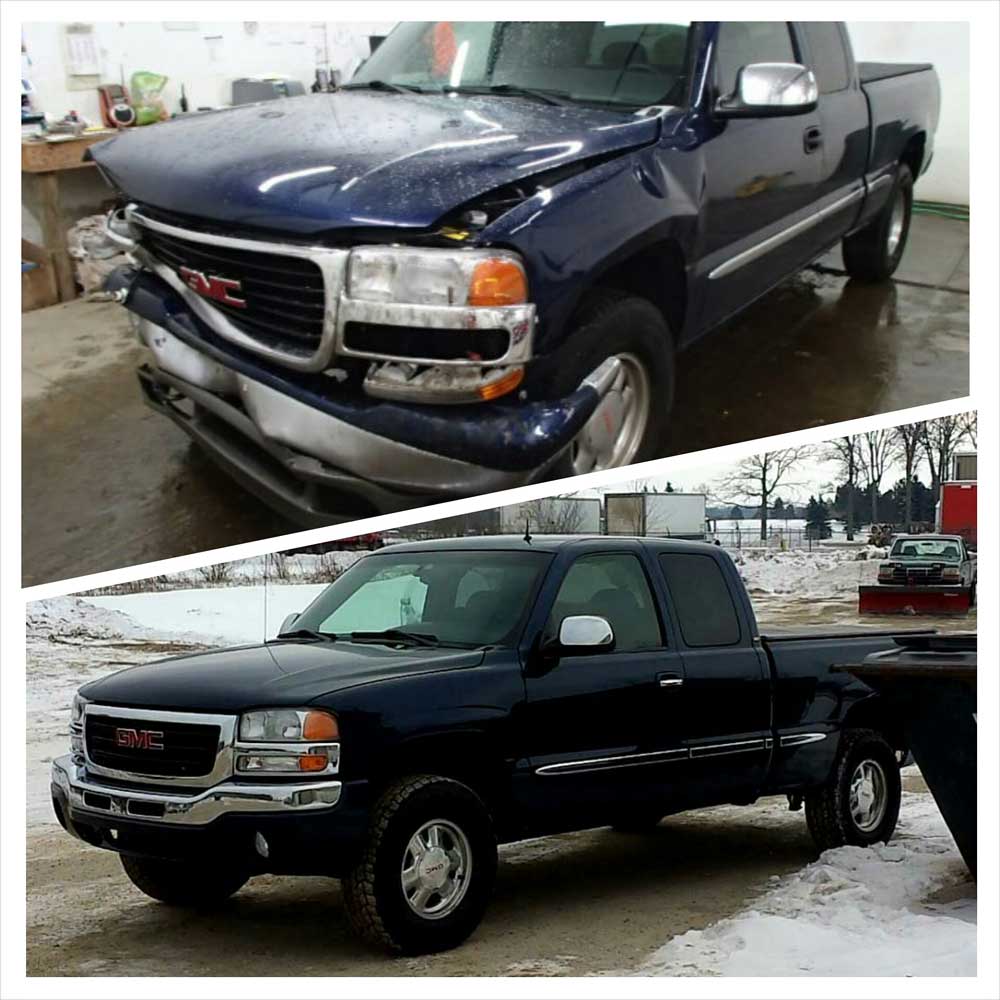 blue truck before and after