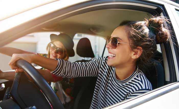 woman driving car