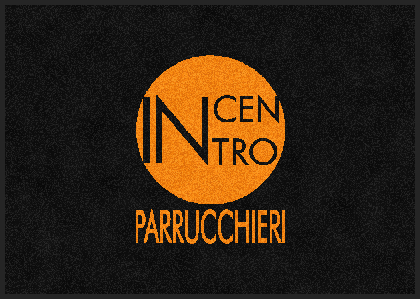 Orange “IN CENTRO PARRUCCHIERI” logo on a black background