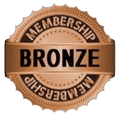 Bronze membership badge, brown and gold, with the word