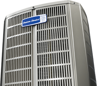 Silver American Standard air conditioning unit.