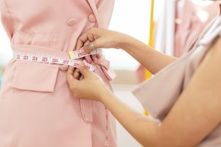 Measuring Pink Dress Waistline | Belgrade, MT | The Stitch House Measuring Pink Dress Waistline | Belgrade, MT | The Stitch House