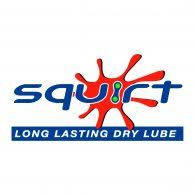 Squirt-logo met rode spetter en groene druppel, plus slogan