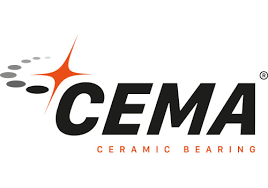 Het CEMA Ceramic Bearing-logo in zwart en oranje op een witte achtergrond.