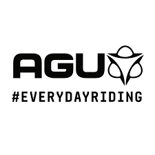 AGU-logo met fietsericoon en hashtag #EVERYDAYRIDING in zwart op wit