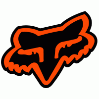 Oranje en zwart gestileerd vossenkoplogo op een witte achtergrond