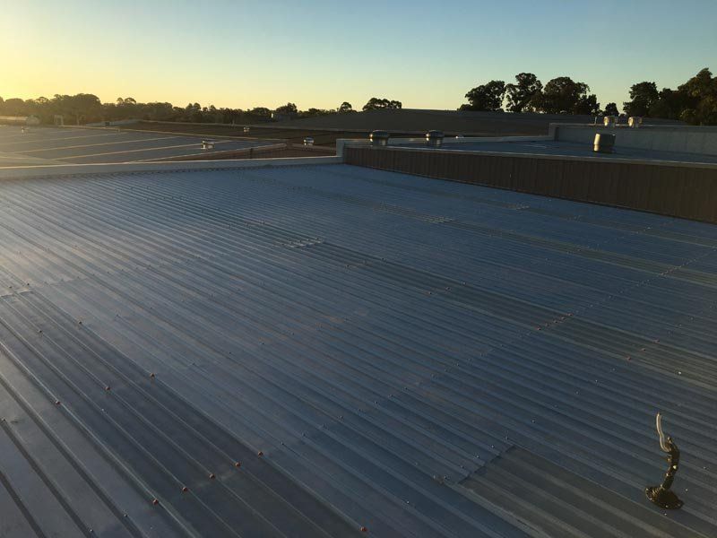 Top view of metal roof replacement