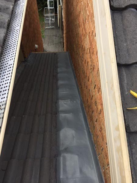 Roof repair work in progress