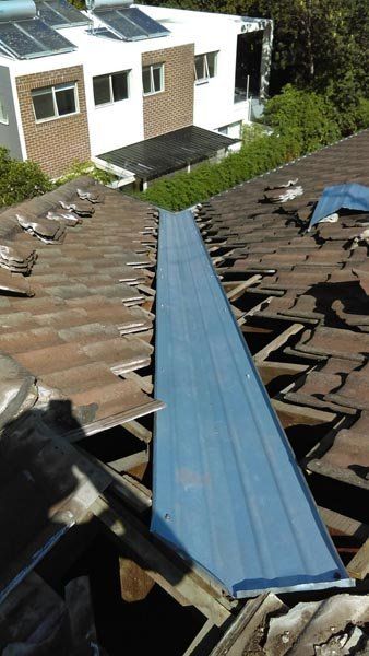 Roof valley being replaced