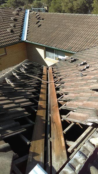 Roof valley being replaced
