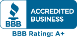 BBB Accredited Business logo with a flame and the text