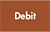 The word debit is written in white letters on a brown background.
