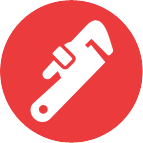 serving the mid michigan area White adjustable wrench icon on a red background.