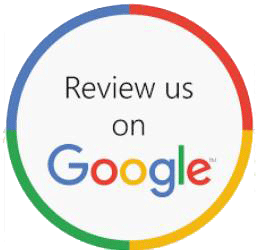Circle with Google colors encourages reviews; text says