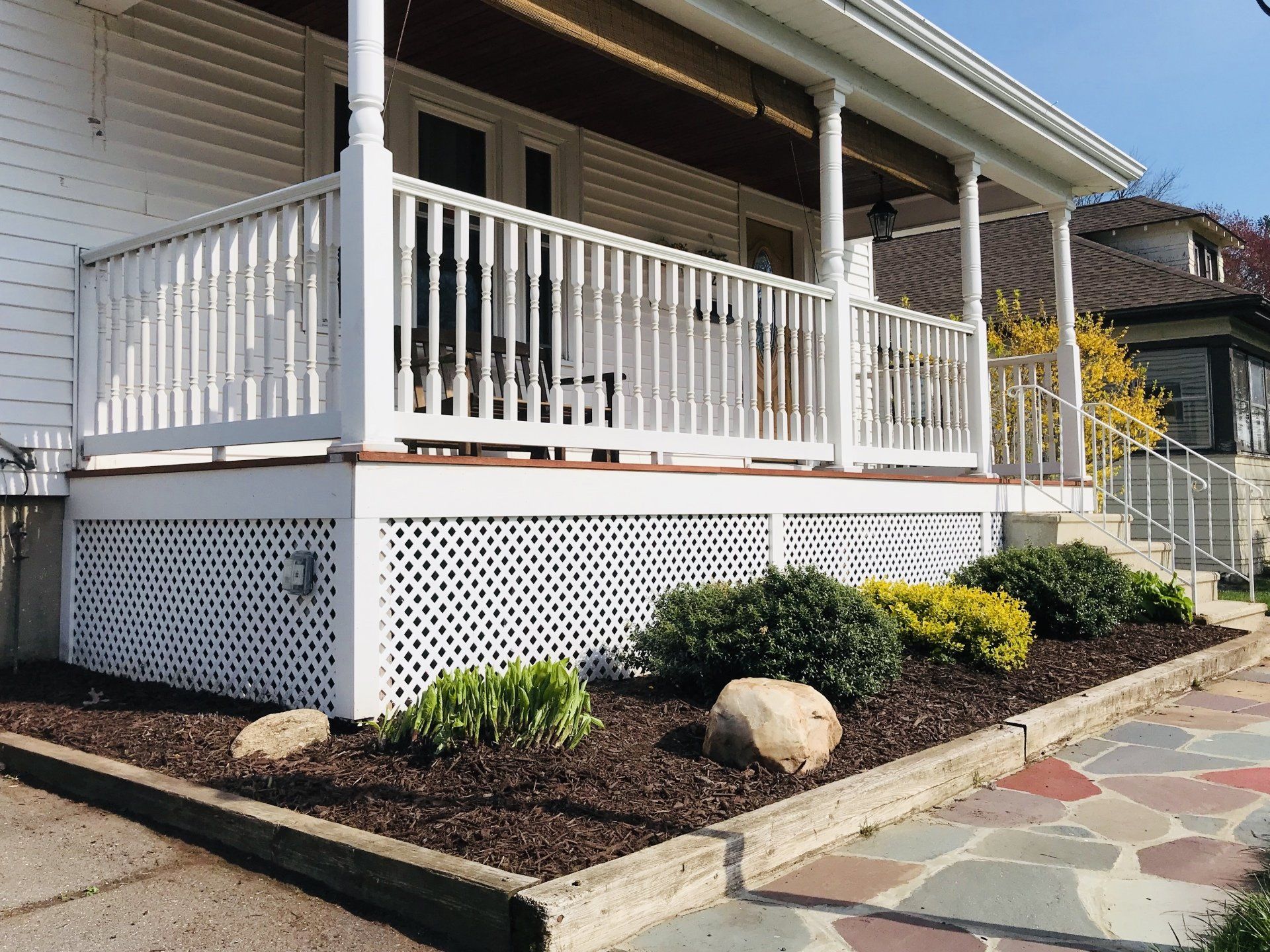 Premium Dark Brown Mulch Landscape Bed with Natural Edge West Hartford CT