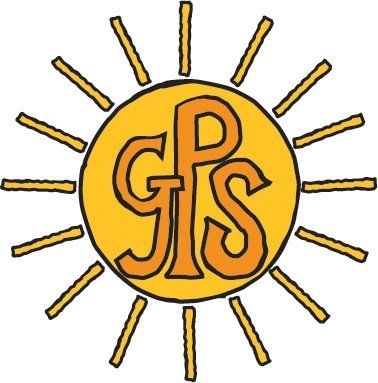 A drawing of a sun with the letters gps on it