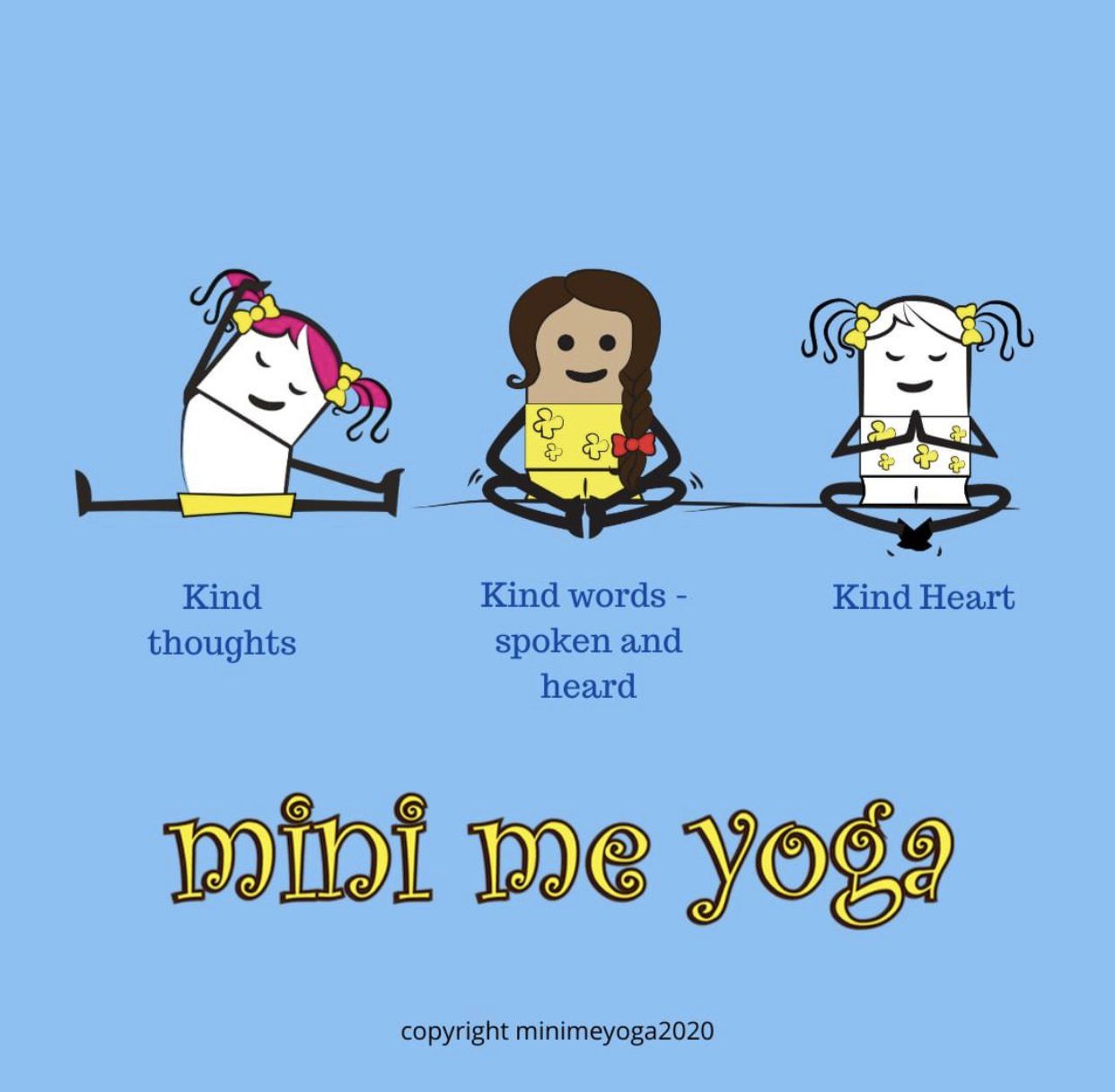 A poster that says mini me yoga on it