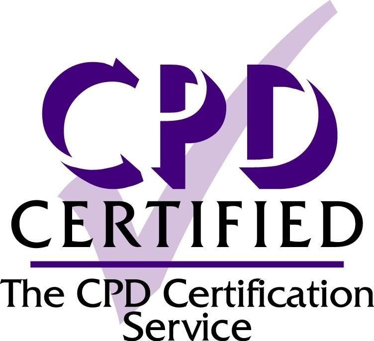 A purple logo that says cpd certified the cpd certification service