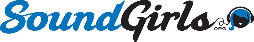 SoundGirls logo in blue and black, with a woman wearing headphones.