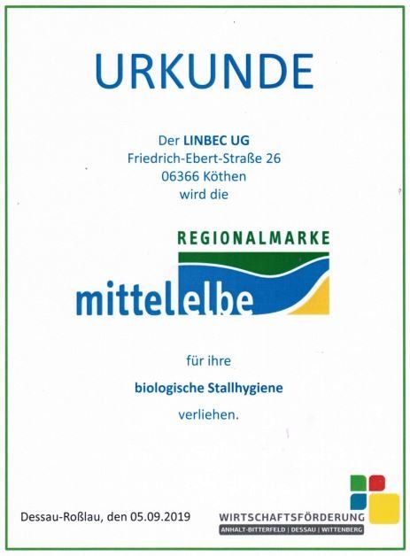 mittelbe Urkunde für Linbec