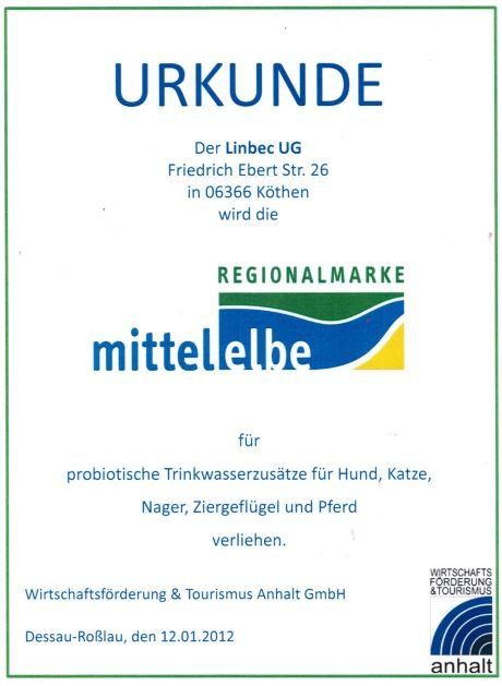 mittelbe Urkunde für Linbec