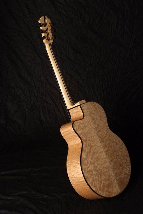 Back and side view Dinah in quilted maple and alpine spruce