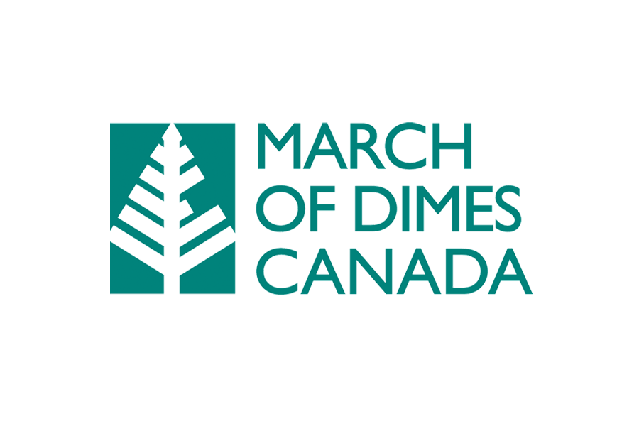 The march of dimes canada logo is a green square with a tree in the middle.