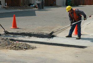 Asphalt patching in progress in Denver, CO