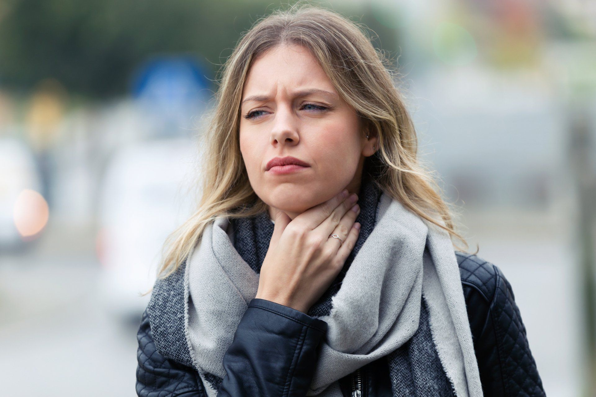 Allergy Therapy — Woman Having Throat Pain in Wilmington, NC