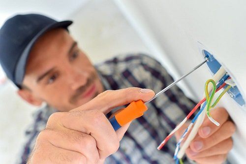 An electrician at work
