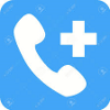 A white phone with a plus sign on a blue background.