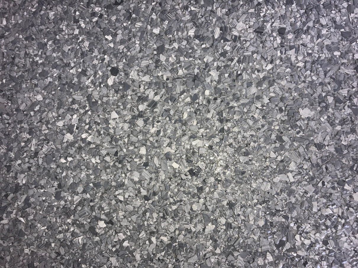 Basalt flake color sample for polyaspartic garage flooring