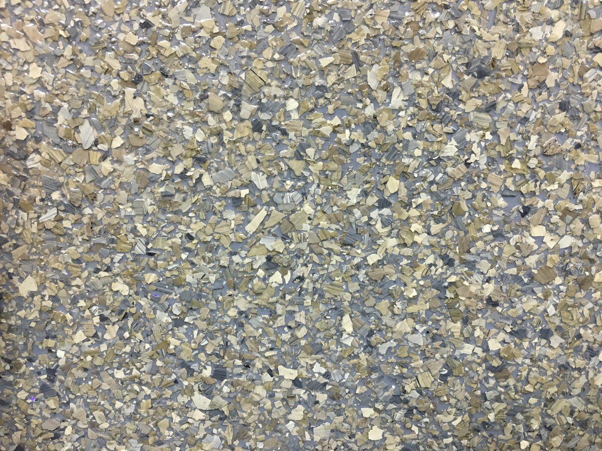 Obsidian flake color sample for polyaspartic garage flooring