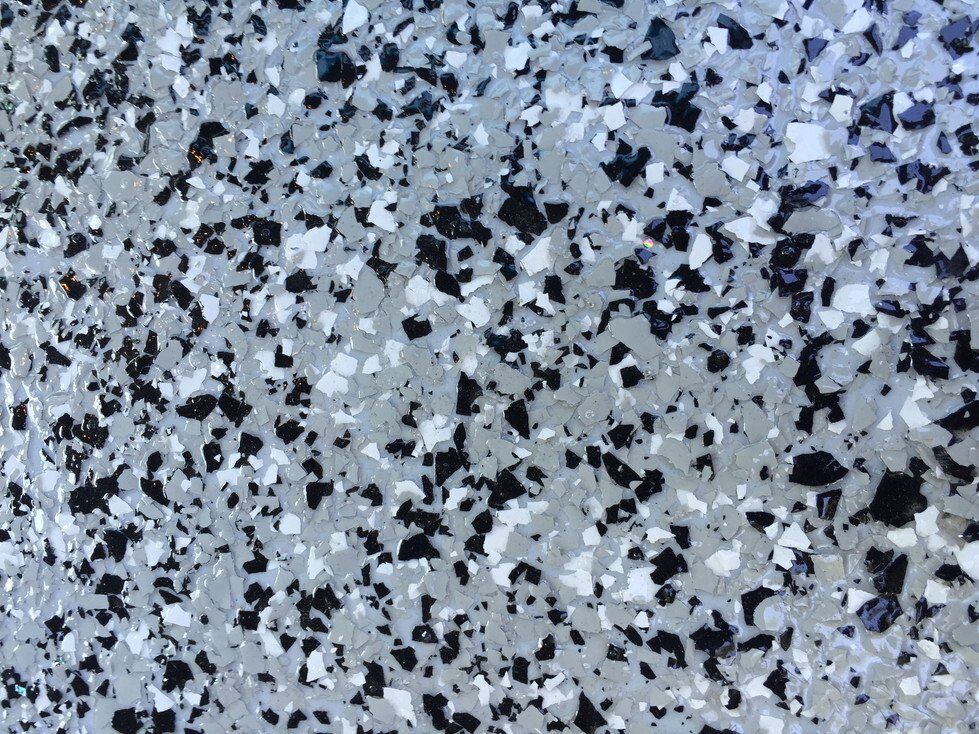 Slate flake color sample for polyaspartic garage flooring