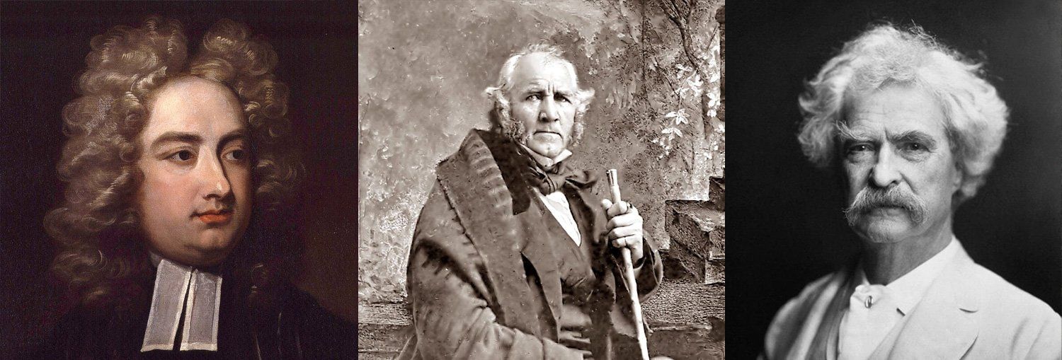 Images of Jonathan Swift, Samuel Houston and Samuel Clemens