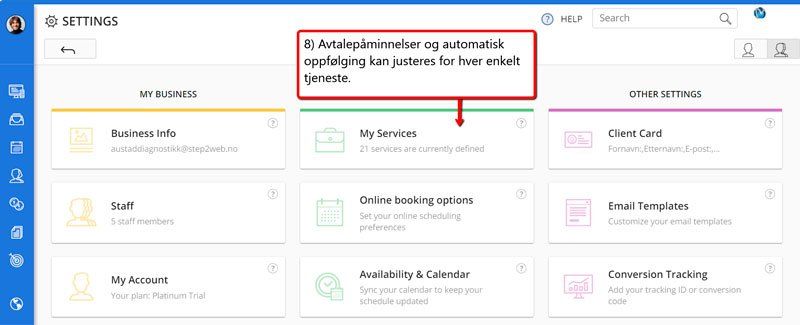 Juster varsling i bookingsystem