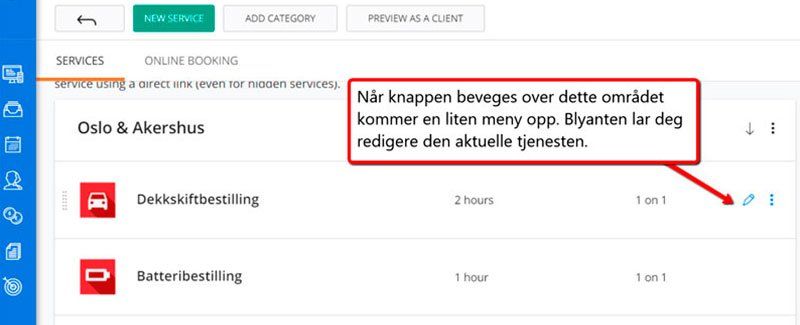 Tjenestespesifik varsling i bookingsystem