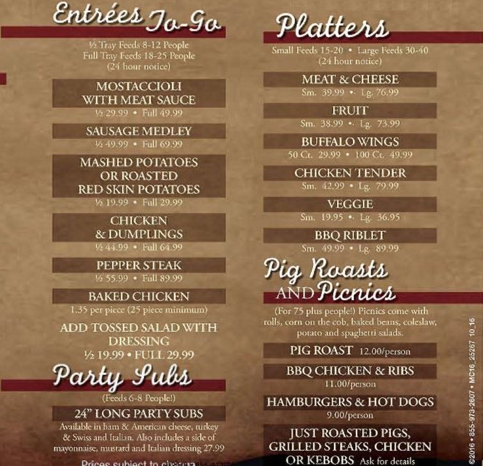 Deli Restaurant — Entrees and Platters Menu in Brownstown, MI