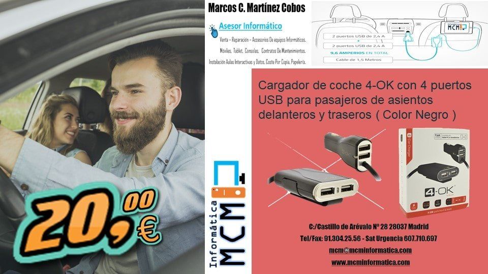 Cargador Usb Coche 4-OK oferta liquidacion