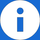 A blue information icon, featuring a lowercase 